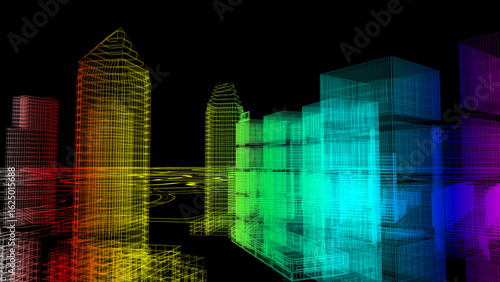 Futuristic Future-City Skyscraper Urban BIM Plan Featuring Next‑Generation City Layout, Tower Clusters, Infrastructure Network and Visionary Metropolis Skyline