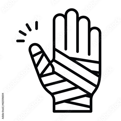 Stylized illustration of a bandaged hand with a thumbs up gesture