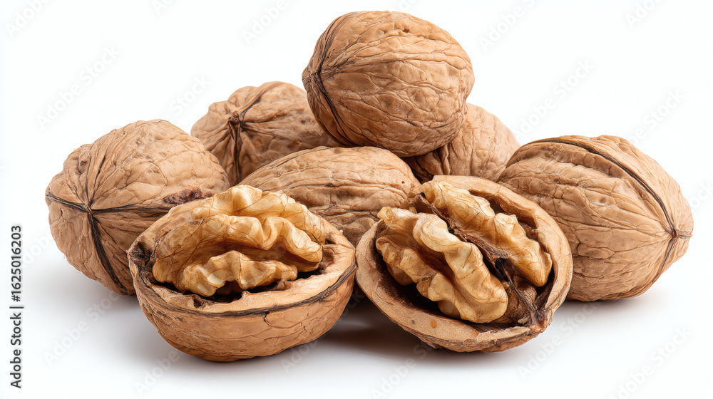 Whole walnuts with shell in natural texture, isolated on transparent background Whole walnuts with shell in natural texture, isolated on transparent background