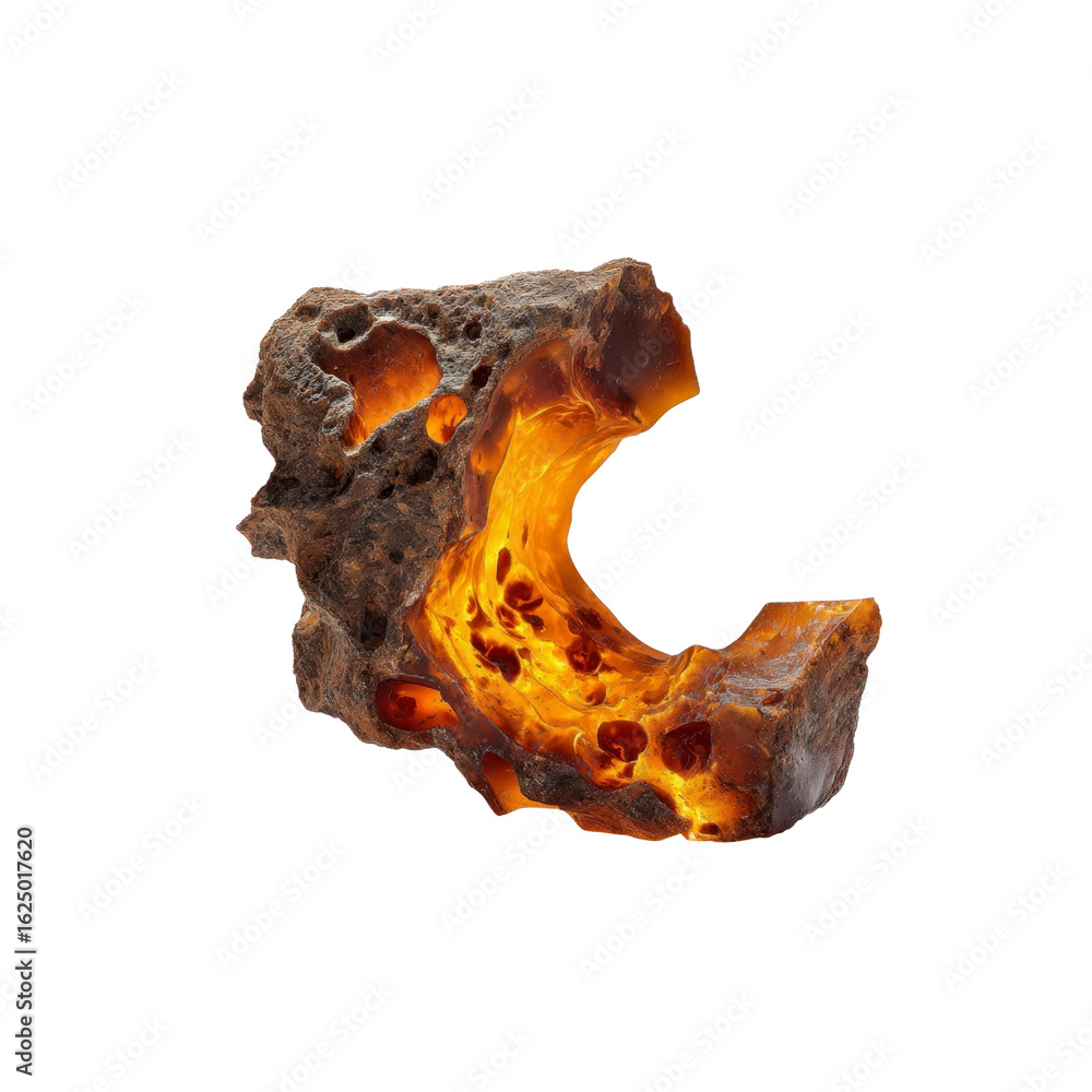 Fototapeta premium Luminous Amber Stone Abstract Cave Formation with Internal Light