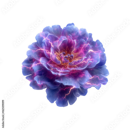 Electric Bloom Mystical Purple and Pink Flower with Energy Bolts