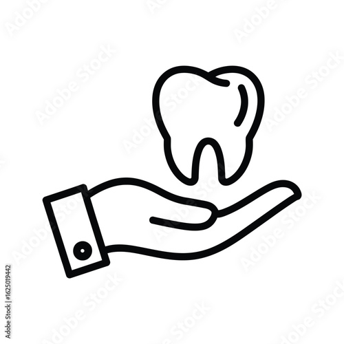 Hand holding a tooth icon representing dental care and oral hygiene services
