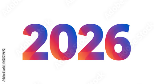 2026 Year Typography in Gradient Colors on Transparent Background