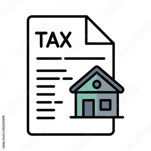 Real estate tax document with house icon illustrating property taxes