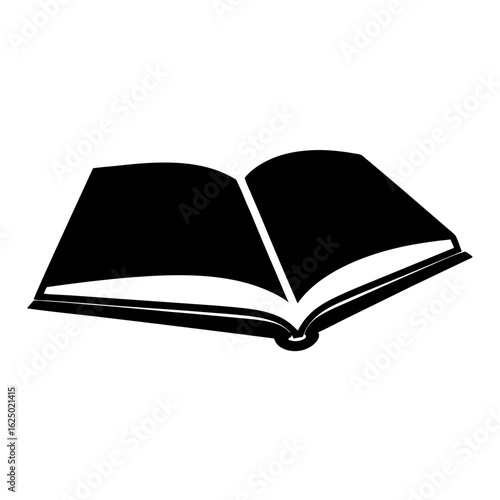 A black and white simple book illustration with an open page design