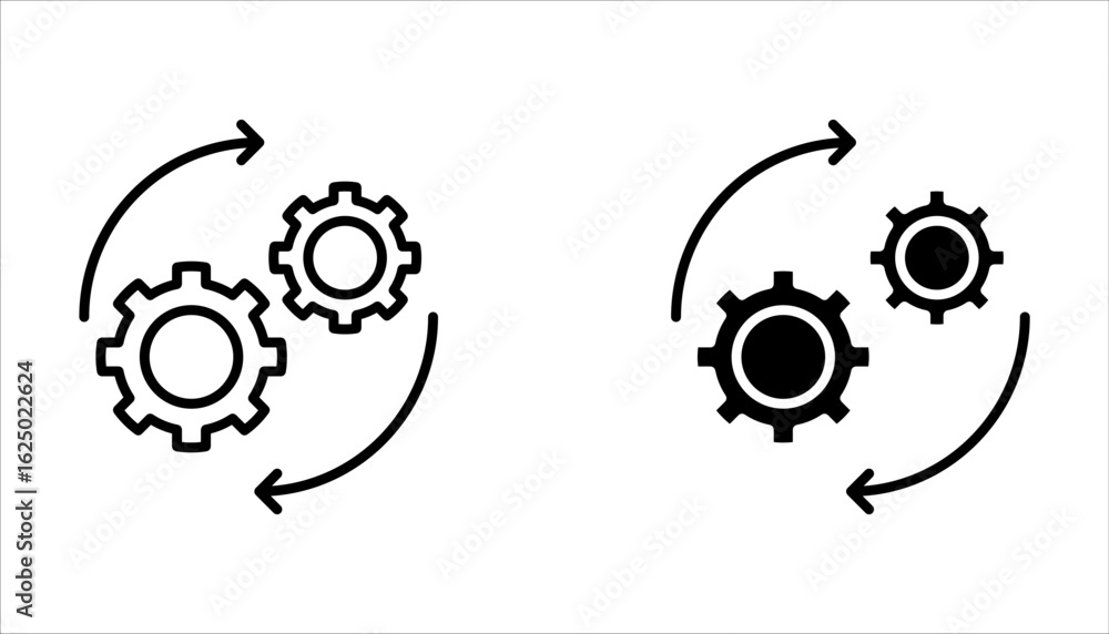 Fototapeta premium Workflow icon set, Technology development icon, innovation concept, system integration, software business, technical support, smart solution, vector illustration on white background.