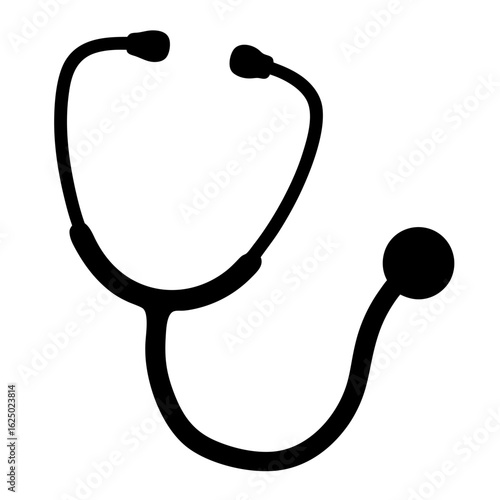Simple black outline medical stethoscope for diagnosis and patient examination