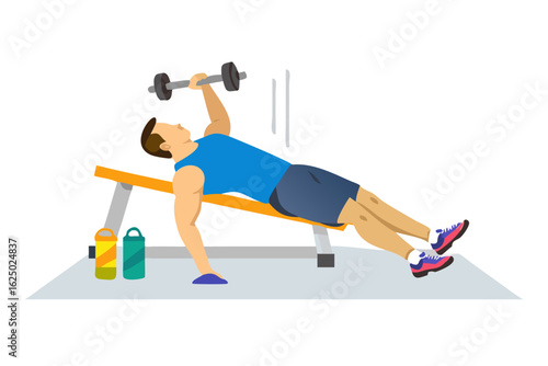Man performing incline dumbbell press exercise on bench