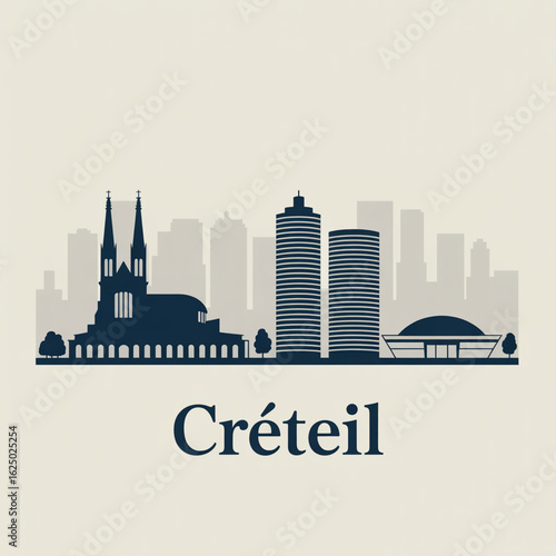 Wallpaper Mural Creteil Skyline Silhouette - Iconic French City Vector Illustration Torontodigital.ca