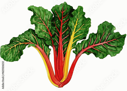 Golden Filter Rainbow Chard Beautiful leafy tree isolated watercolor vector illustration svg