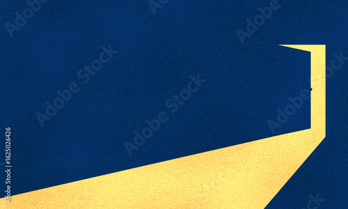 Dark Room, Light Coming In Through an Open Door - New Possibilities, Hope, Overcome Problems, Solution Finding Concept: open door, discovery, new space, entrance to something new, light at the end