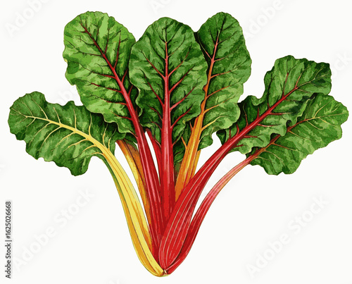 Cerulean Depths Rainbow Chard Beautiful leafy tree isolated watercolor vector illustration svg