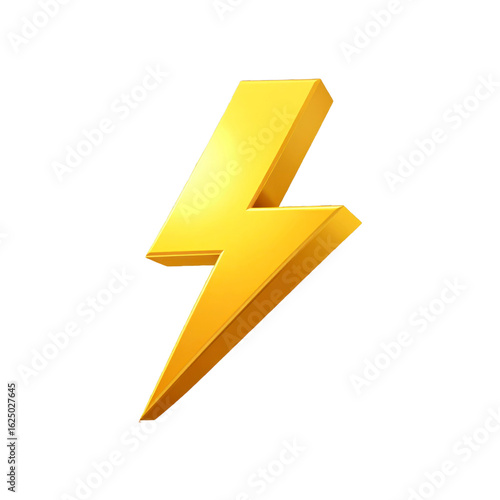 Golden 3d Lightning Bolt Against Transparent Background