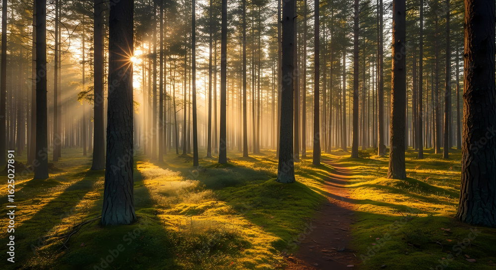 Obraz premium sunlight through the forest