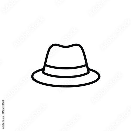 Vector art of elegant fedora hat with brim isolated on white background in line art