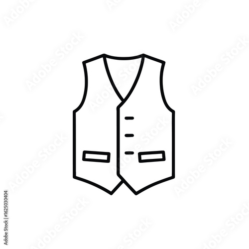 Vector art of formal waistcoat isolated on white background in simple line art style