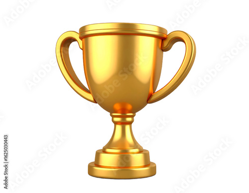 Golden Trophy Cup Isolated On Transparent Background Shiny Metallic Object