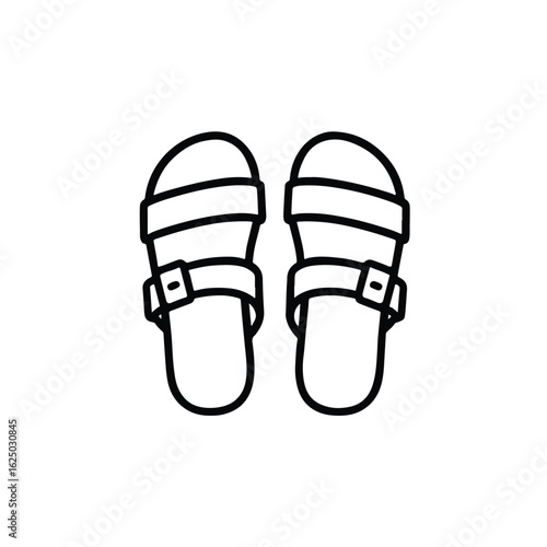 Vector art of pair of sandals isolated on white background, summer footwear for vacation