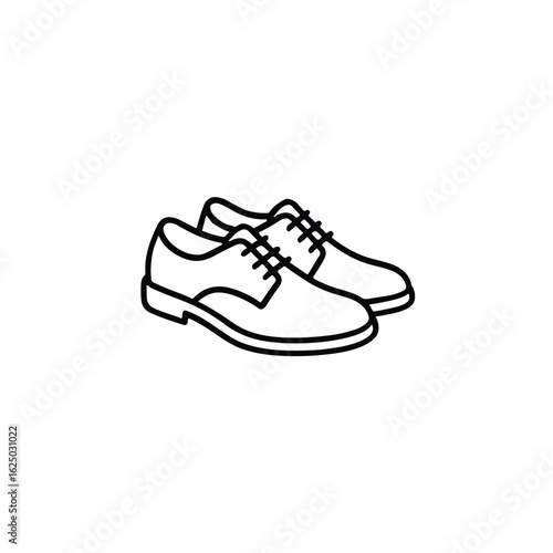 Vector art of pair of leather shoes isolated on white background in line drawing style