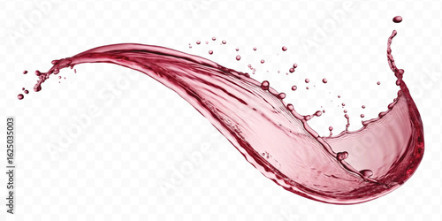 realistic 3d smooth liquid red wine water splash in curve style isolated on transparent background