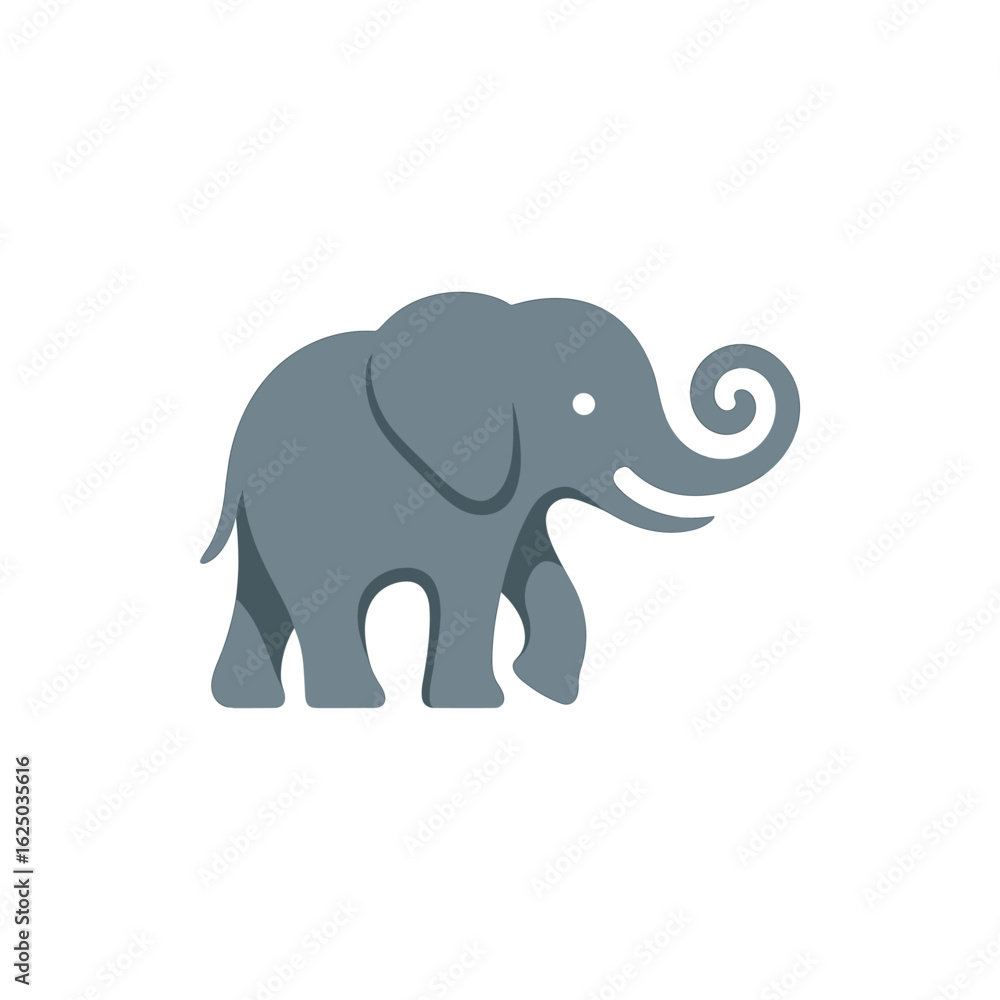 Fototapeta premium A playful gray elephant standing on a white background, symbolizing wildlife conservation