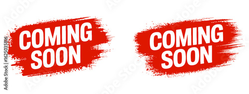 Coming soon red grunge banners

