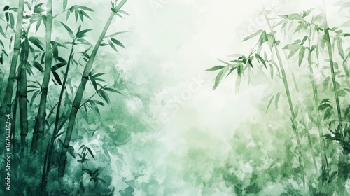 Serene Bamboo Forest Background with Soft Watercolor Effect Ideal for Tranquil Nature Inspired Designs and Creative Projects