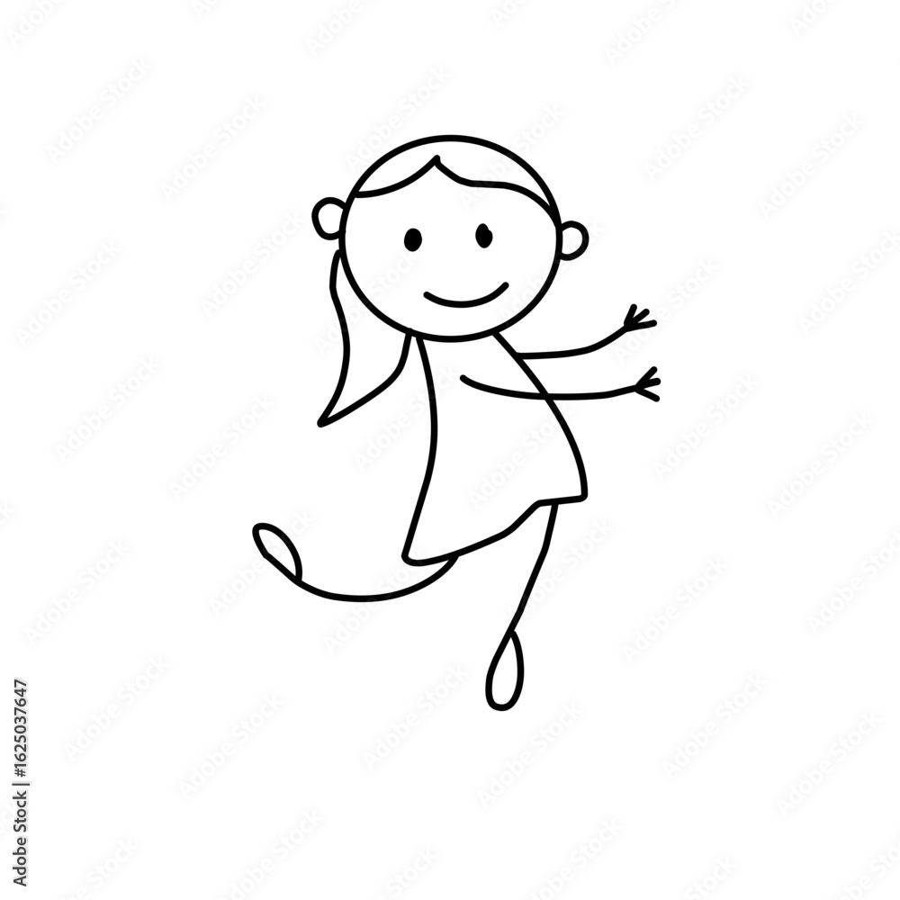 Set of doodle kids figures. Cute stick boys and girls jumping. Vector illustration Set of doodle kids figures. Cute stick boys and girls jumping. Vector illustration