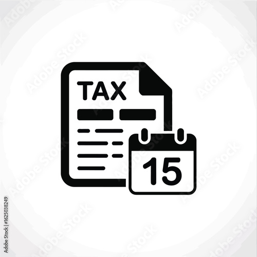 Tax form document with calendar icon showing the fifteenth day of the month