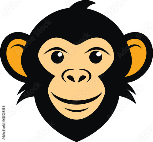 Friendly cartoon monkey face with big eyes and smile