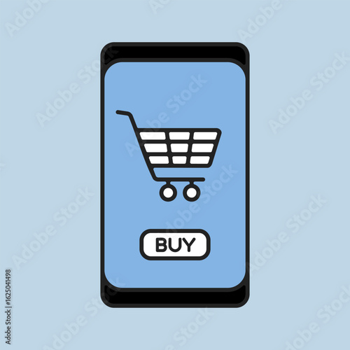 Mobile phone shopping or online shopping icon