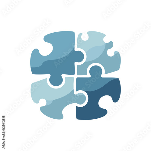 Colorful puzzle pieces interlocking in a circular formation, symbolizing teamwork and unity