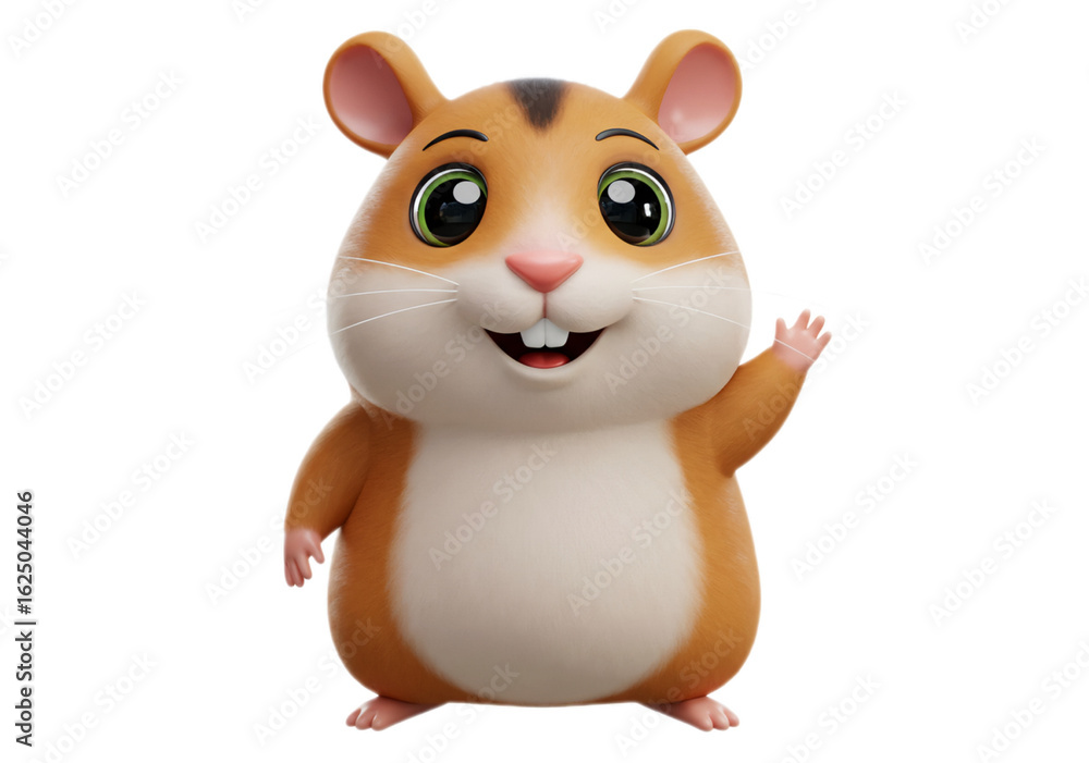 Cute Brown Hamster Waving Hello on Transparent Background Cute Brown Hamster Waving Hello on Transparent Background