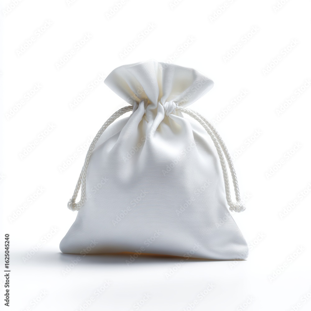 Obraz premium A small, white pet treat bag empty, isolated on a pure white background. Training, rewards.