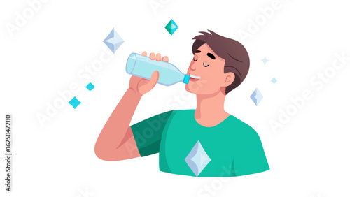 Man drinking water hydration health wellness thirst refreshment bottle liquid quench