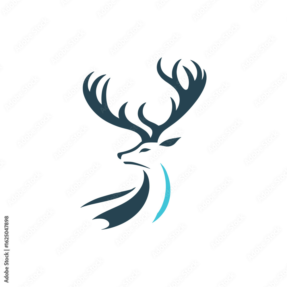 Obraz premium Stylized illustration of a deer with majestic antlers, showcasing elegance and grace