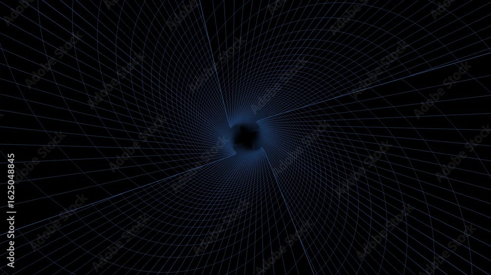 Animación en bucle de un túnel de rejilla digital azul moviéndose hacia adelante lentamente. Concepto de ciberespacio, flujo de datos con tecnología futurista. Fondo de video 4K a 60fps.