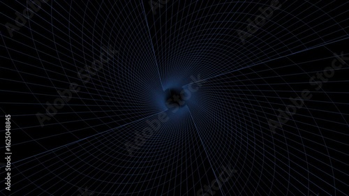 Animación en bucle de un túnel de rejilla digital azul moviéndose hacia adelante lentamente. Concepto de ciberespacio, flujo de datos con tecnología futurista. Fondo de video 4K a 60fps.