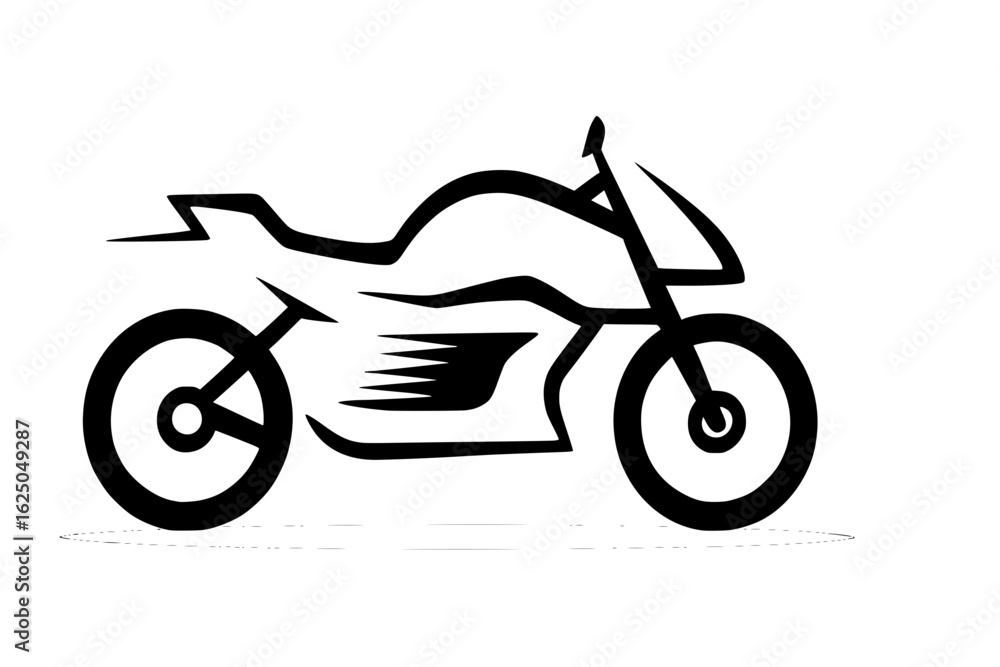 Fototapeta premium Black Minimalist Motorcycle Vector Illustration Isolated 