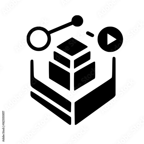 Abstract geometric icon of 3D content analysis and multimedia management
