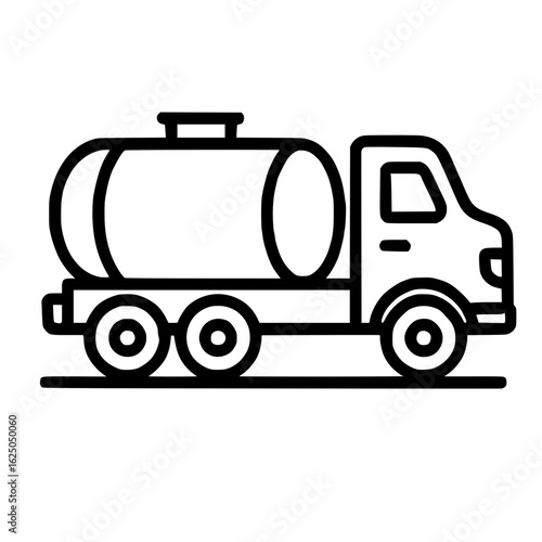 Tanker Truck Line Icon Illustration for Transport and Industry
