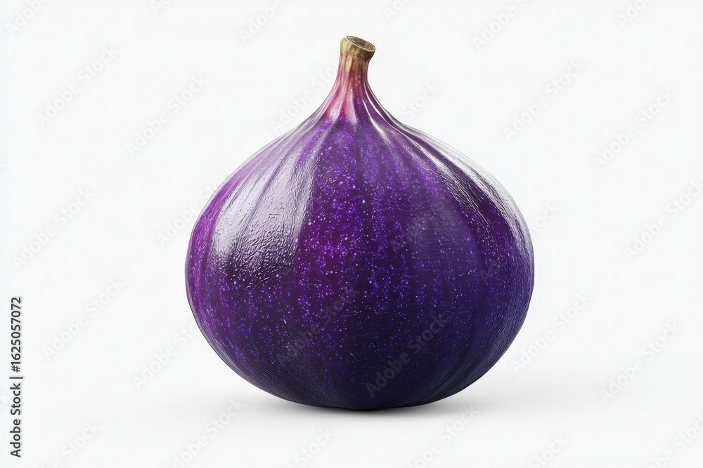 Fototapeta premium Fresh Purple Fig Isolated on White Background Showcasing Unique Shape, Vibrant Color, and Textured Skin Perfect for Culinary and Food Photography