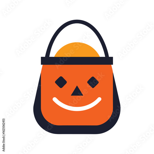 Trick or treat bag icon with white background spooky party and October celebration illustration  