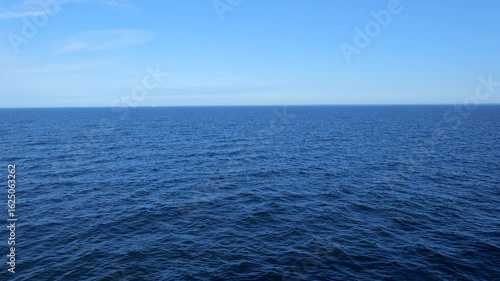 The Baltic Sea, blue sky and water seascape, vastness of the sea from a ship.