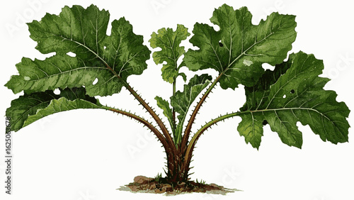 Frosted Fronds Gunnera manicata Beautiful leafy tree isolated watercolor vector illustration svg