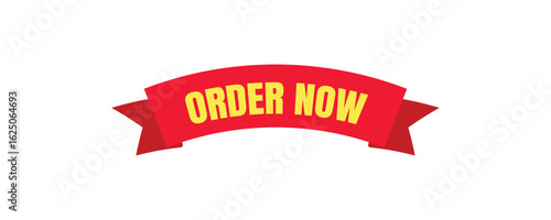 Vector red ribbon with "ORDER NOW" text. Perfect for call-to-action buttons and promotional banners