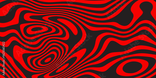red abstract linear distorted background. Retro, wavy psychedelic pattern wavy psychedelic texture
