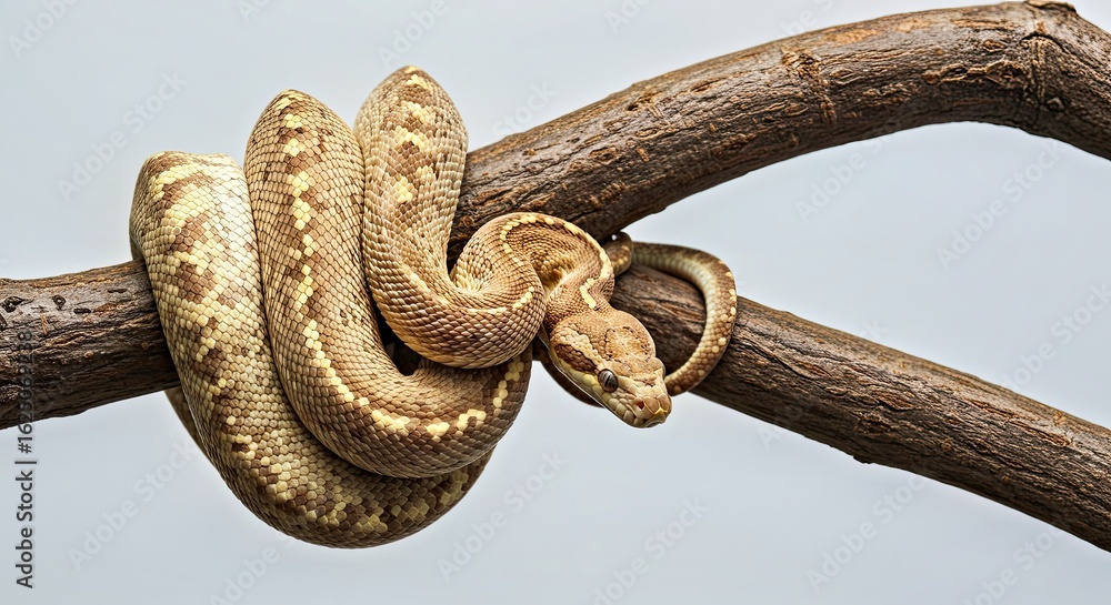 Obraz premium Elegant Snake Wrapped Tightly Around a Tree Branch