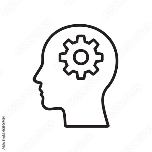 Human head silhouette with gears symbolizing thinking creativity and intelligence concept