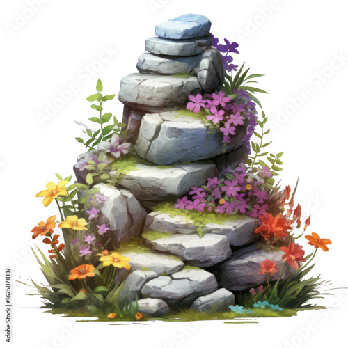 stones and flowers